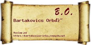 Bartakovics Orbó névjegykártya